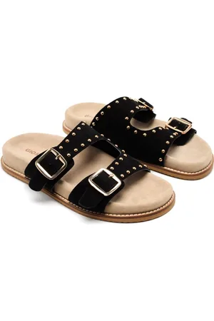 Gioseppo Sko, Dame, Sort, 41 EU, Læder, Studded læder sandal med dobbelt spænde