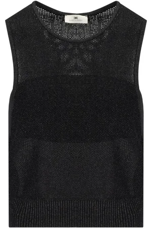 Elisabetta Franchi Top, Dame, Sort, M, Sort Strikket Lurex Top
