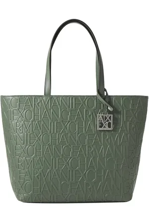 Armani Exchange Taske, Dame, Grøn, ONE SIZE, Uld, Grøn Syntetisk Læder Håndtaske med Guld Detaljer