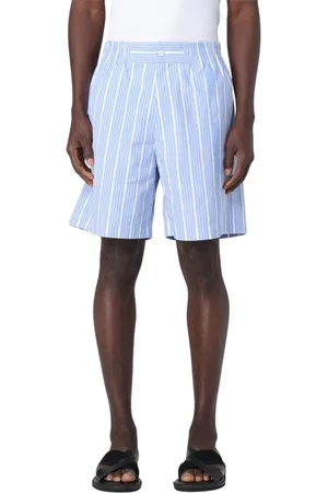 Jacquemus Shorts, Herre, Blå, M, Uld, Stribet Poplin Shorts