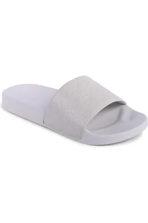 Calvin Klein Sko, Dame, Hvid, 41 EU, Polyester, Præget Logo Beige Slides