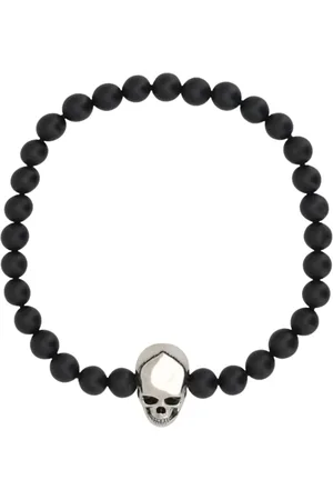 Alexander McQueen Tilbehør, Dame, Sort, ONE SIZE, Sort Onyx Skull Perlearmbånd