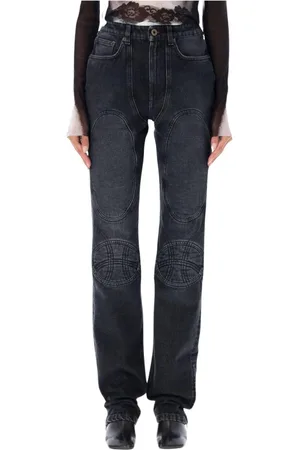 Jean Paul Gaultier Jeans, Dame, Sort, W27, Bomuld, Sort Knælapp Jeans