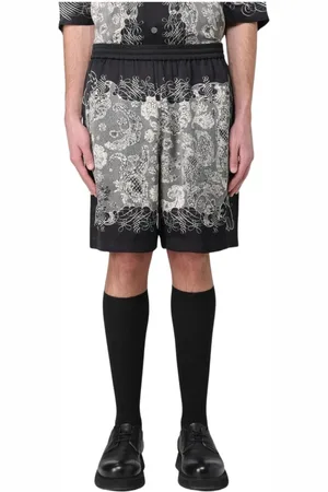 Acne Studios Shorts, Herre, Sort, L, Uld, Sorte silke shorts med AllOver Print
