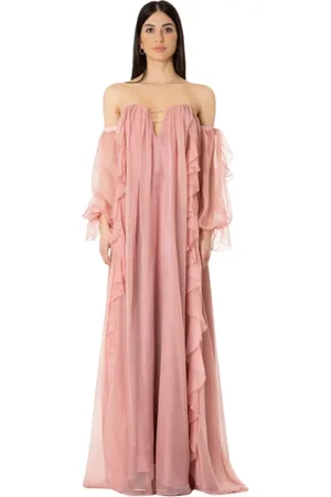 ACTUALEE Kjole, Dame, Lyserød, S, Polyester, Elegant Kjole med Ruffles