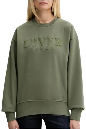 Pinko Sweathshirts & Hoodies, Dame, Grøn, S, Bomuld, Grøn Kløver Sweater