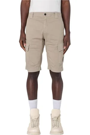C.P. Company Shorts, Herre, Grøn, S, Bomuld, Khaki Cargo Shorts med Flere Lommer