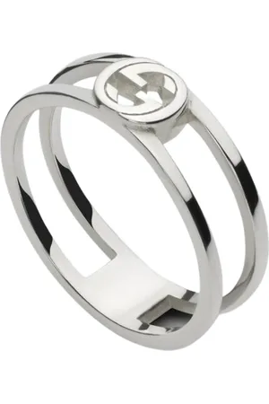 Gucci Tilbehør, Dame, Grå, 55 MM, Elegant Sølv Emblem Ring