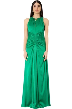 SIMONA CORSELLINI Kjole, Dame, Grøn, XS, Elegant Lang Kjole - Twist Emerald