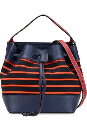 Loewe Pre-owned, Dame, Blå, ONE SIZE, Uld, Pre-owned Canvas skuldertasker