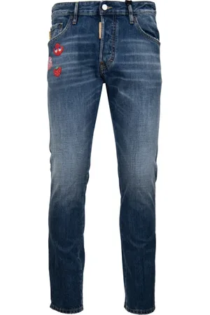 Dsquared2 Jeans, Herre, Blå, 2XL, Bomuld, Mænds Knaphul Jeans med Pac-Man Detaljer