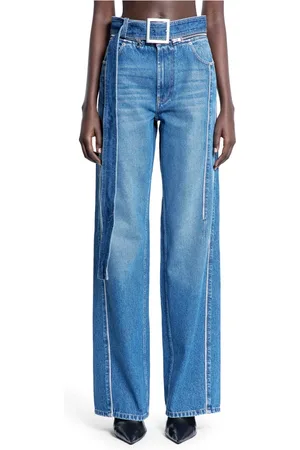 Jean Paul Gaultier Jeans, Dame, Blå, W26, Denim, Blåvasket denim med lynlås bælte