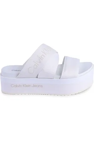 Calvin Klein Sko, Dame, Hvid, 40 EU, Polyester, Hvid Polyester Sandal til Kvinder