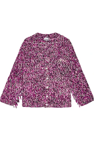 Ganni Strik, Dame, Lilla, S, Uld, Lilla Uld V-Hals Cardigan Sweater