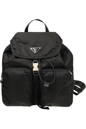 Prada Taske, Dame, Sort, ONE SIZE, Nylon, Nylon Rygsæk med Metal Logo