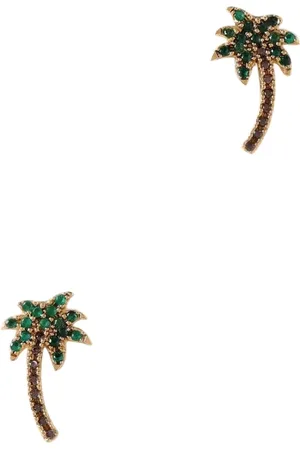 Palm Angels Tilbehør, Dame, Gul, ONE SIZE, Uld, Krystal Palm Tree Øreringe