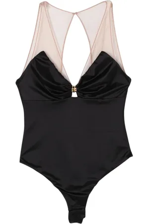 Elisabetta Franchi Top, Herre, Sort, S, Satin, Blå Knotted Mini Nederdel Bodysuit Sæt