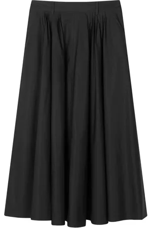 Mark Kenly Domino Tan Nederdel, Dame, Sort, XL, Plisseret Sort Poplin Nederdel