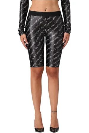 VERSACE Shorts, Dame, Sort, XS, Uld, Elegant Logo Shorts til Kvinder