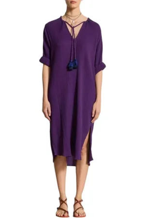 MARE DI LATTE Kjole, Dame, Lilla, XS, Bomuld, Ultra Violet Bomuldsgaze Kjole