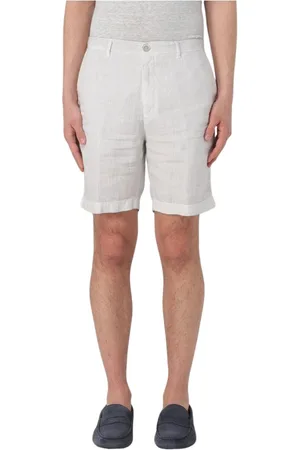120% Lino Shorts, Herre, Hvid, S, Linned, Hvide Linned Shorts Med Afslappet Pasform