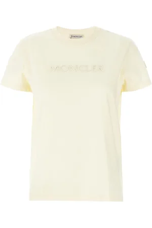 Moncler Top, Dame, Hvid, L, Bomuld, Hvide T-shirts og Polos med Logo