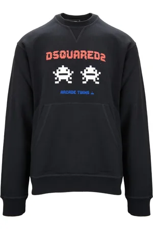Dsquared2 Sweathshirts & Hoodies, Herre, Sort, S, Bomuld, Herre Pullover Sweatshirt med Kontrasttryk