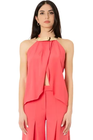 SIMONA CORSELLINI Top, Dame, Lyserød, XS, Koral Top med Frontslids