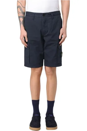 Stone Island Shorts, Herre, Blå, W32, Bomuld, Blå Cargo Shorts med Lommer
