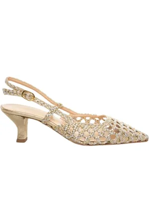 BIANCA DI Sko, Dame, Gul, 38 EU, Uld, Guld Sølv Vævet Slingback Sandal