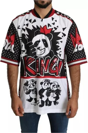 Dolce & Gabbana Top, Herre, Flerfarvet, XS, Bomuld, Kong Panda Print Zip-Up T-shirt