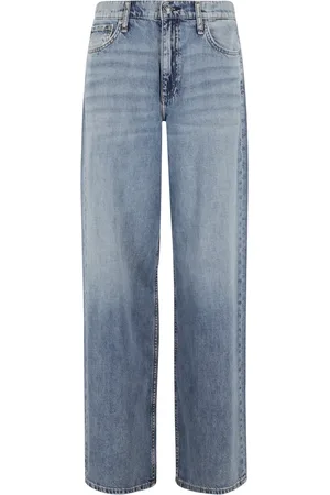 RAG&BONE Jeans, Dame, Blå, W28, Bomuld, Højtaljet Wide Leg Jeans Sofie