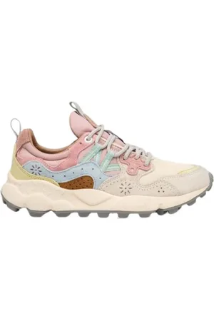 Flower Mountain Sko, Dame, Flerfarvet, 36 EU, Beige Stof Sneakers med Kork Indersål