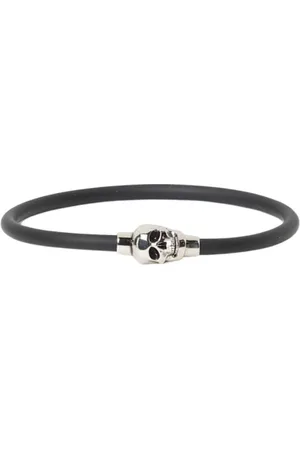 Alexander McQueen Tilbehør, Dame, Sort, M, Uld, Sort Silikone Magnetisk Skull Armbånd