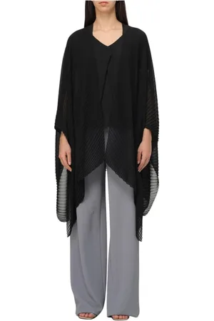 Emporio Armani Jakke, Dame, Sort, ONE SIZE, Chiffon, Sort Chiffon Cape