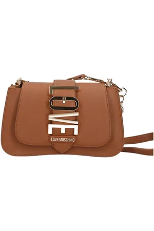 Moschino Taske, Dame, Brun, ONE SIZE, Uld, Elegant Brun Skuldertaske med Guld Detaljer