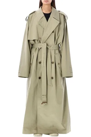 Balenciaga Frakke, Herre, Grøn, M, Bomuld, Militærinspireret Trenchcoat