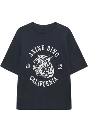ANINE BING Top, Dame, Sort, XS, Bomuld, Avi Tee Collegiate Rund Hals T-shirt