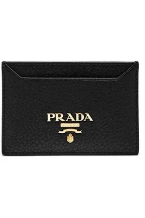 Prada Tilbehør, Dame, Sort, ONE SIZE, Læder, Logo Læderkortholder