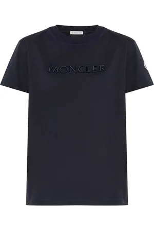 Moncler Top, Dame, Blå, S, Navy Logo Patch T-shirt