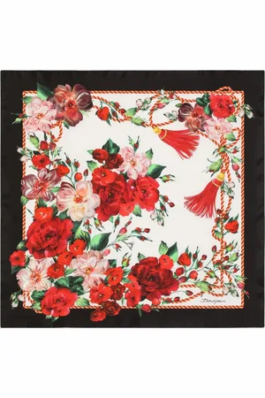 Dolce & Gabbana Tilbehør, Dame, Flerfarvet, ONE SIZE, Blomsterprint Silketørklæde Firkantet Form