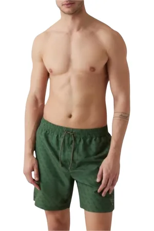 Guess Badetøj, Herre, Grøn, L, Polyester, Præget Logo Svømmebukser Bermuda
