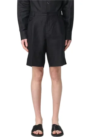 Dolce & Gabbana Shorts, Herre, Sort, L, Sort Linne Plisserede Shorts