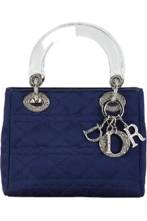 Dior Pre-owned, Dame, Blå, ONE SIZE, Satin, Pre-owned Plast hndtasker