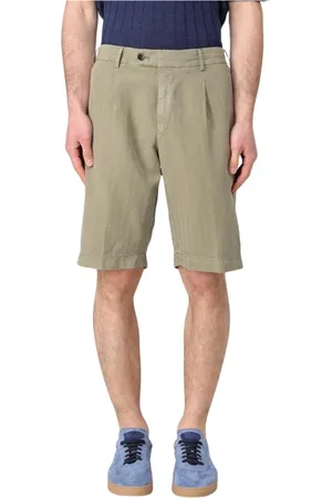 PT Torino Shorts, Herre, Grøn, M, Linned, Elegant Grøn Plisseret Sommer Shorts