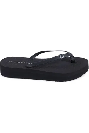 Tommy Hilfiger Sko, Dame, Sort, 40 EU, Polyester, Sort Tåsplit Sandal Afslappet Stil