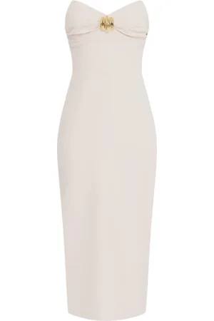 Elisabetta Franchi Kjole, Dame, Hvid, M, Uld, Stilfuldt Bland af Polyester og Elastan