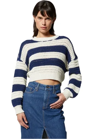 Silvian Heach Strik, Dame, Flerfarvet, L, Bomuld, Stribet sweater med lange ærmer