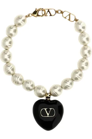 VALENTINO GARAVANI Tilbehør, Dame, Hvid, S, Uld, Perlehjerte Charm Armbånd