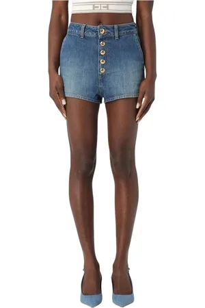 Elisabetta Franchi Shorts, Dame, Blå, W28, Denim, Blå Denim Knap Shorts